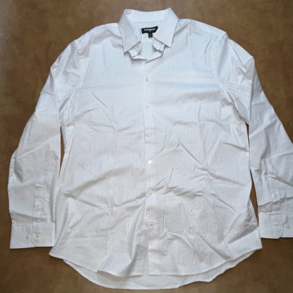 Express - White Patterned Button Up - Large - Picture 2 of 8